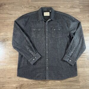 Howler Brothers Dust Up Denim Shirt Mens Size XXL Black LS Cotton Western Retro